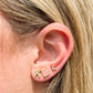 Framed Ari Heart Stud Earrings Gold - Light Pink Drusy