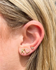 Framed Ari Heart Stud Earrings Gold - Light Pink Drusy
