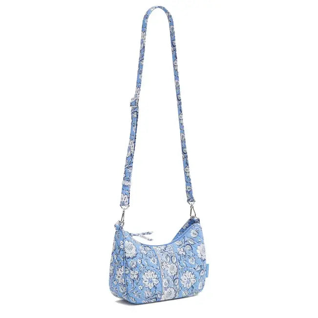 Vera Bradley Frannie Crescent Crossbody - Sweet Garden Blue