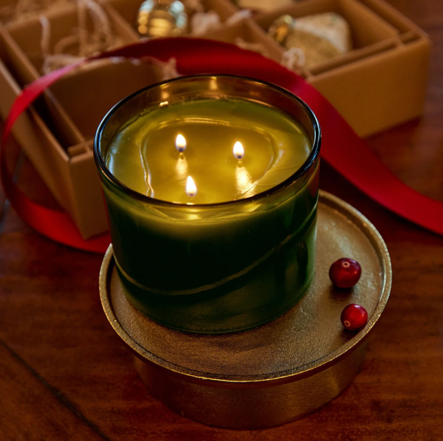 Poured Candle, Green 3-Wick
