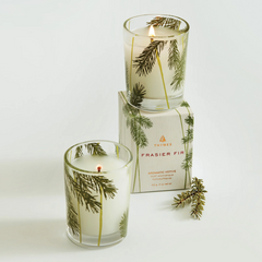 Votive Candle, Pine Needle Design