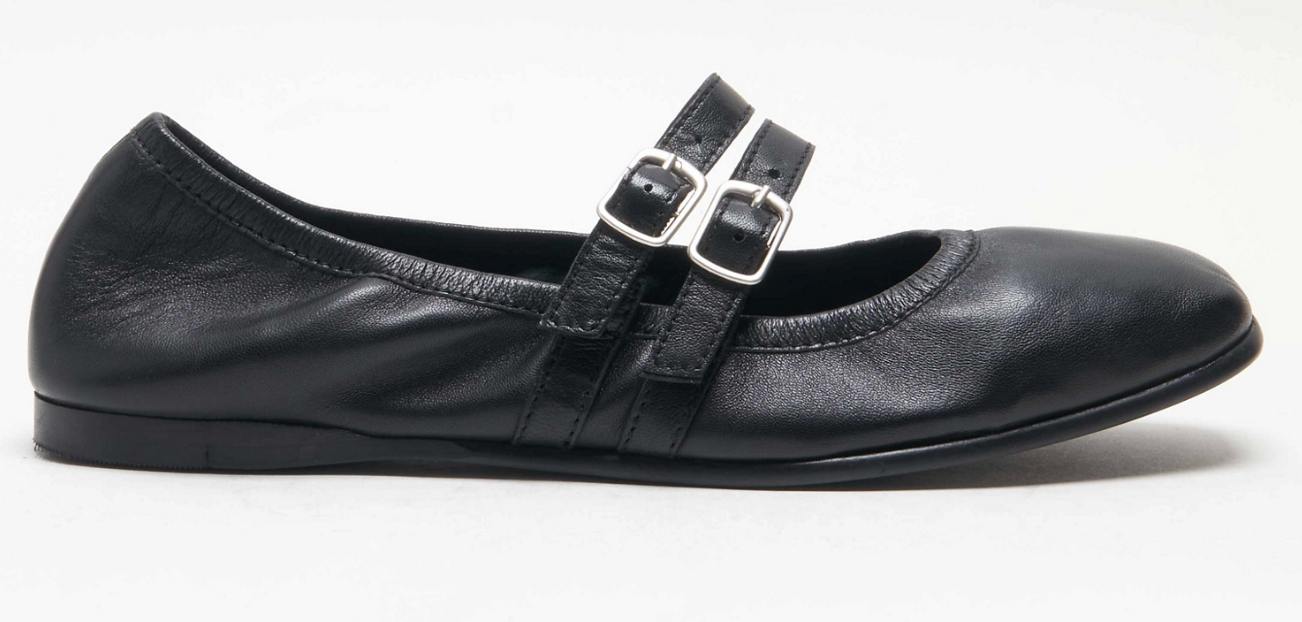 Free People Gemini ballet flats in the color black.