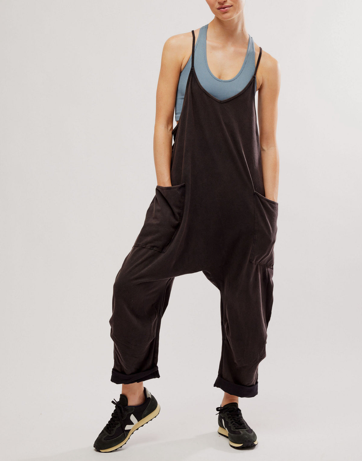 Free People Hot Shot Onesie - Washed Black
