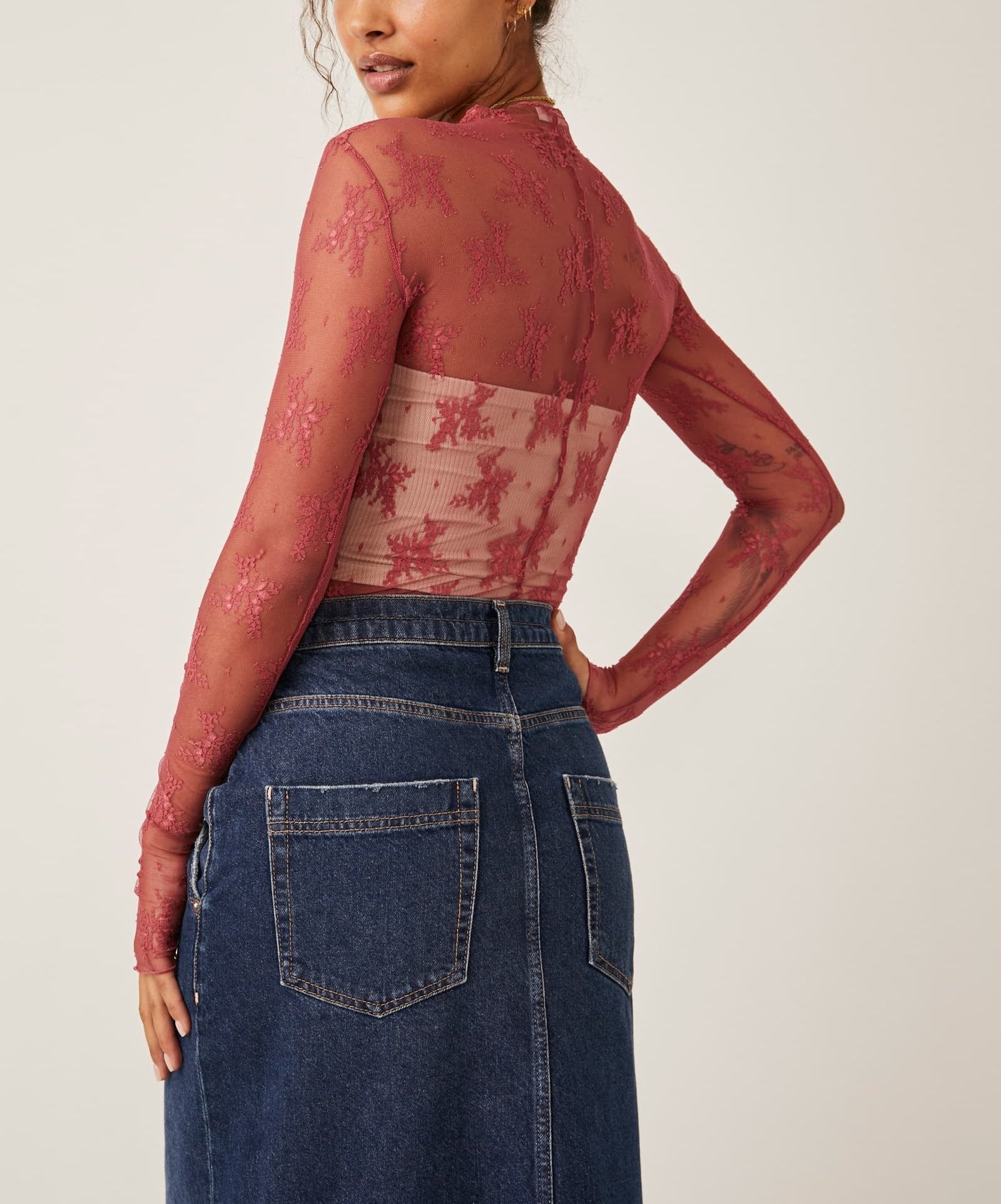 Free People women's layering top in the color red.