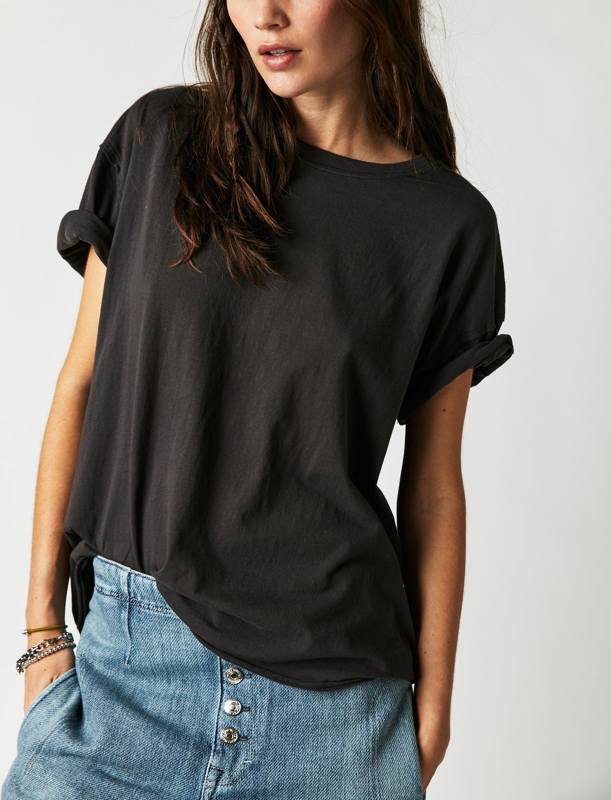 Free People Nina Tee in Black