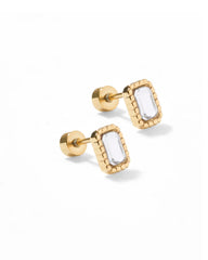 Lily Co Screwback Stud earrings in round with diamonds.