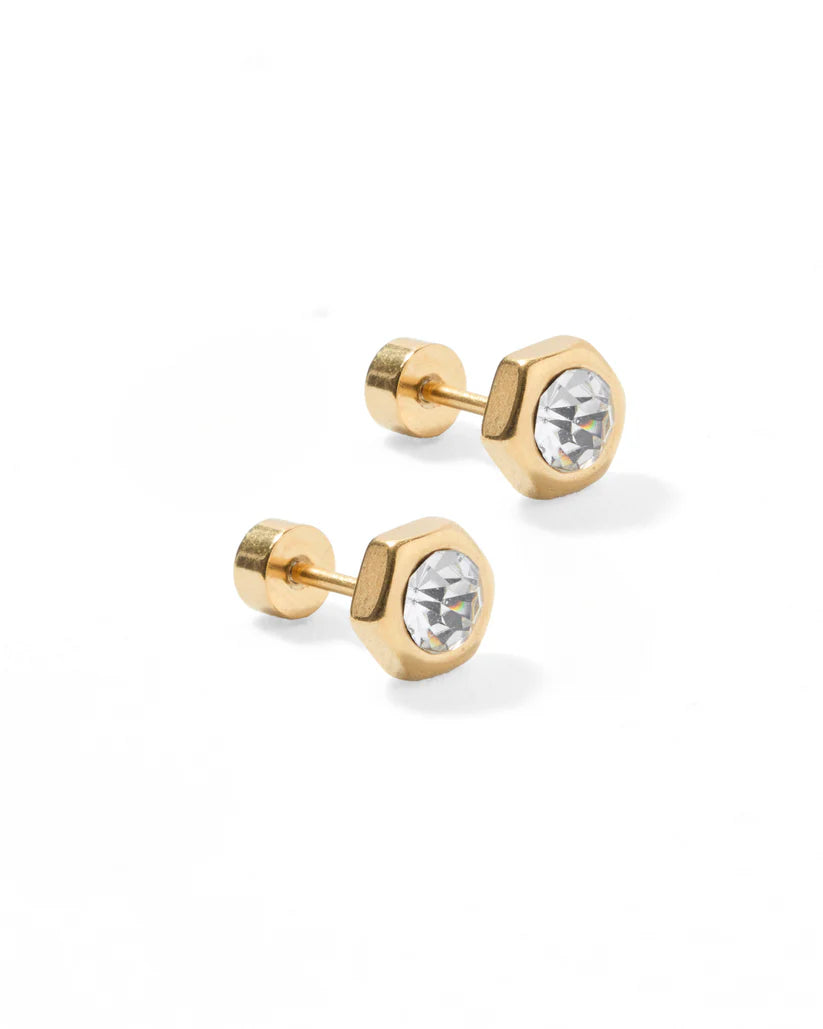 Lily Co Screwback Stud earrings with a diamond.