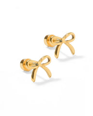 Lily Co Screwback Stud earrings in the shape of ribbons.