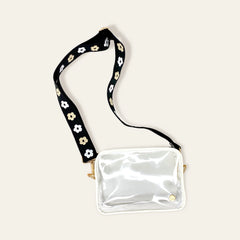 Game Day Clear Crossbody Bag with Black Strap.
