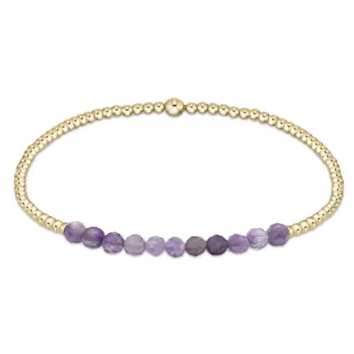 Gold Bliss 2mm Bead Bracelet - Amethyst Front View