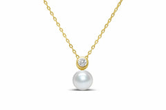 Stia Jewelry Pearl Bezel CZ Gold Necklace.