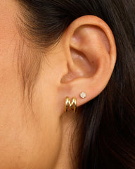 18k gold plated Initial M huggie earring from the jewelry brand Gorjana.