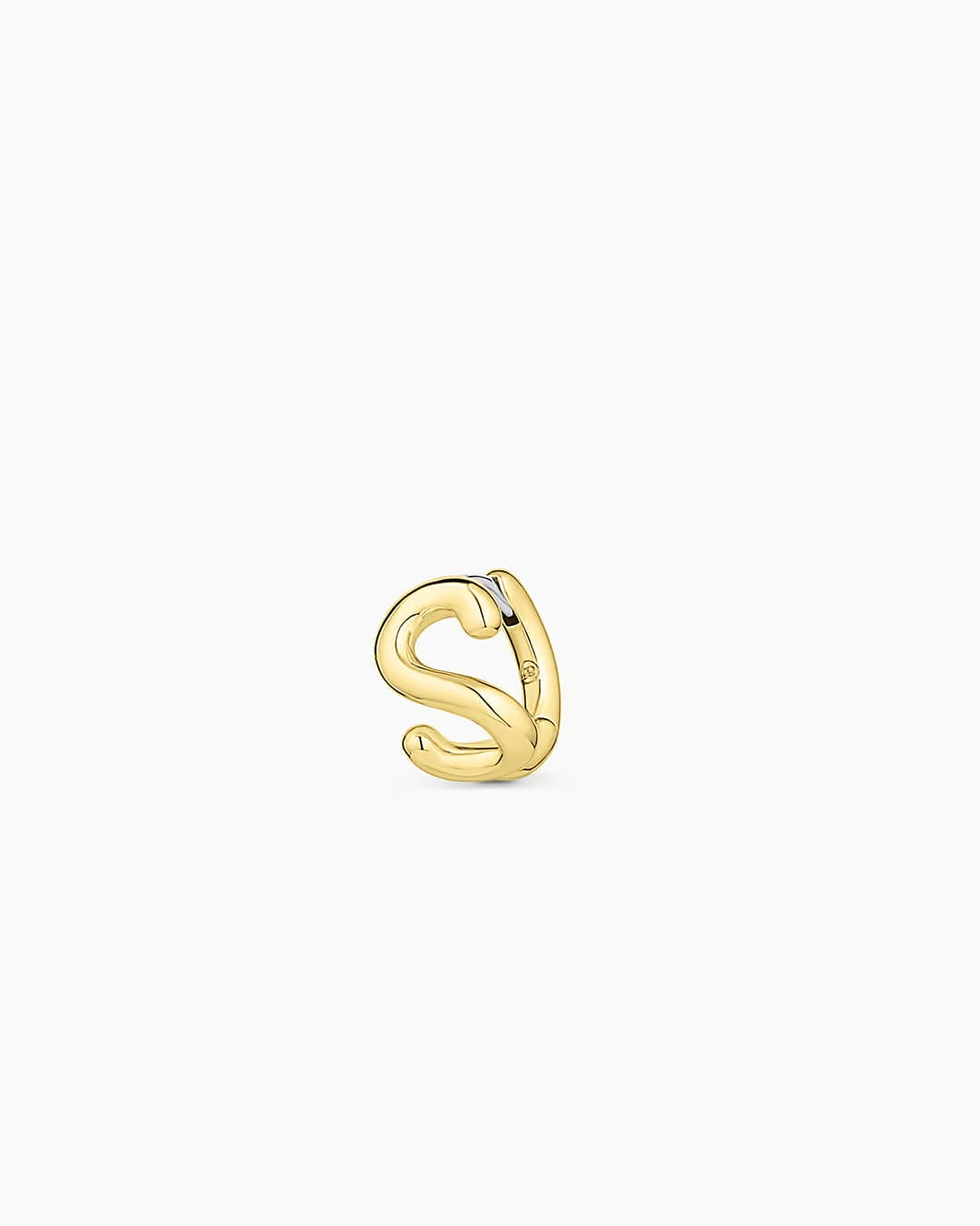 18k gold plated Initial S huggie earring from the jewelry brand Gorjana.