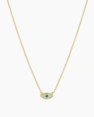 18k gold evil eye necklace from the brand Gorjana.