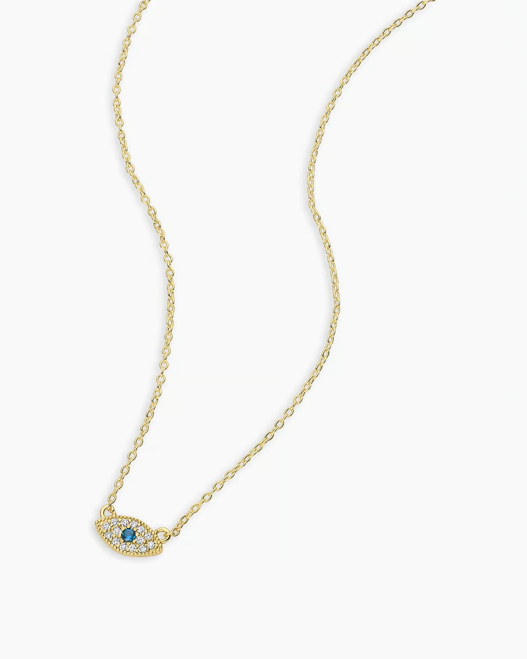 18k gold evil eye necklace from the brand Gorjana.