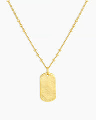 18k gold dog tag necklace from the jewelry brand Gorjana.