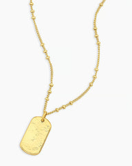 18k gold dog tag necklace from the jewelry brand Gorjana.