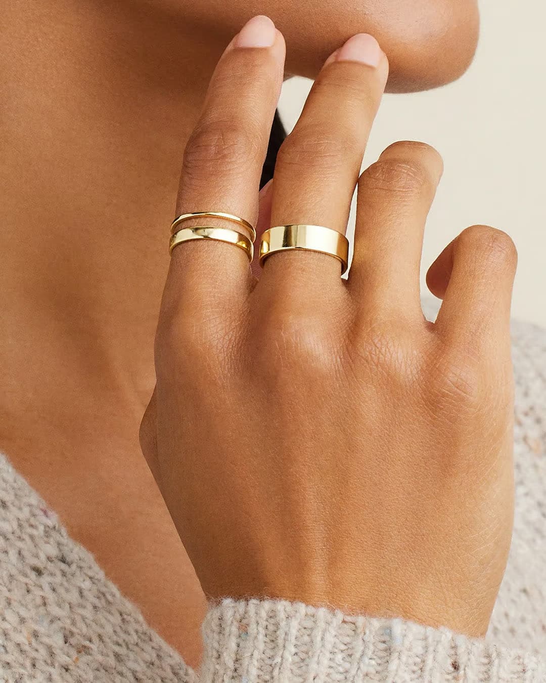 Set of 3 18k gold rings from the jewelry brand Gorjana.