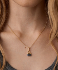 Padlock Parker Charm - Gold - Labradorite
