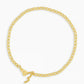 Gold chain bracelet with a mini heart closure from the brand of Gorjana. The gold is 18k gold plated.