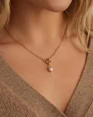 Pink Pearl Parker Charm - Gold / Pink Freshwater Pearl