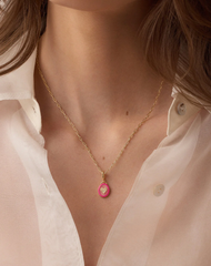 Power Gemstone Love Parker Charm - 18K Gold Plated / Rose Quartz