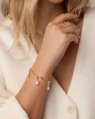 Power Gemstone Love Parker Charm - 18K Gold Plated / Rose Quartz