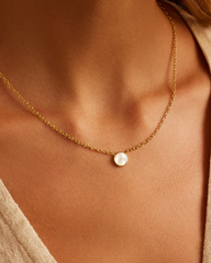 Rose Marble Coin Necklace Mother Of Pearl