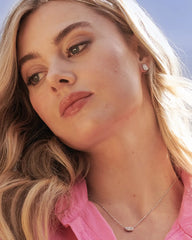 Grayson Crystal Stud Earrings Rhodium White CZ  Model View