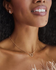 Grayson Crystal Stud Earrings Gold White CZ Model View