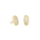 Grayson Crystal Stud Earrings Gold White CZ Front View