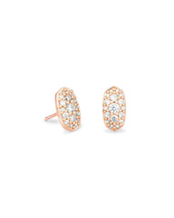 Grayson Crystal Stud Earrings Rose Gold Whit CZ Front View