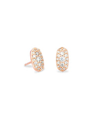 Grayson Crystal Stud Earrings Rose Gold Whit CZ Front View
