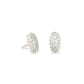Grayson Crystal Stud Earrings Rhodium White CZ Front View