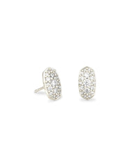 Grayson Crystal Stud Earrings Rhodium White CZ Front View
