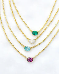 Cailin Crystal Pendant Necklace in Gold - Green Crystal Collection View