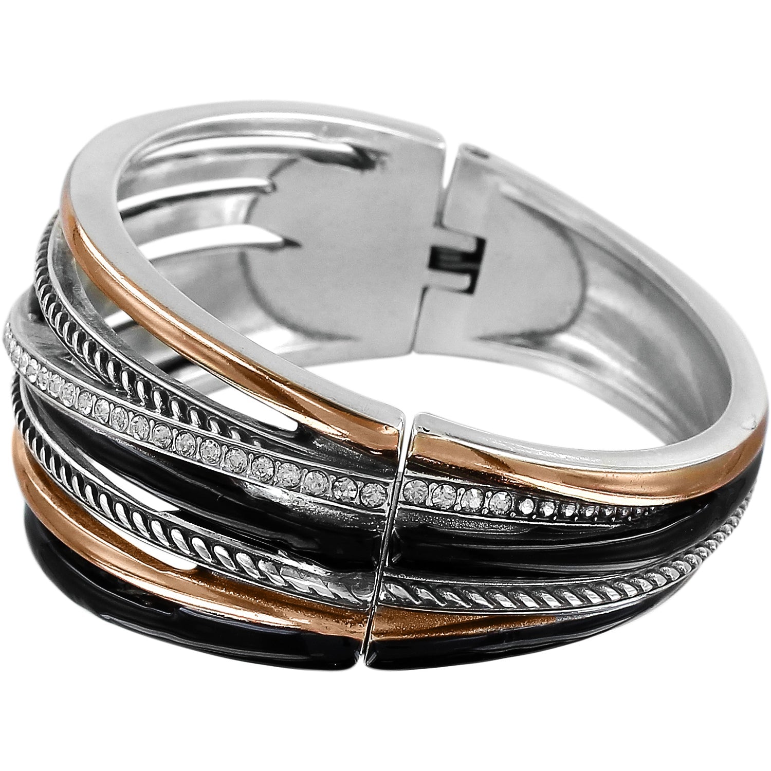 Neptune's Ring Black Hinged Bangle Bracelet Close Up View