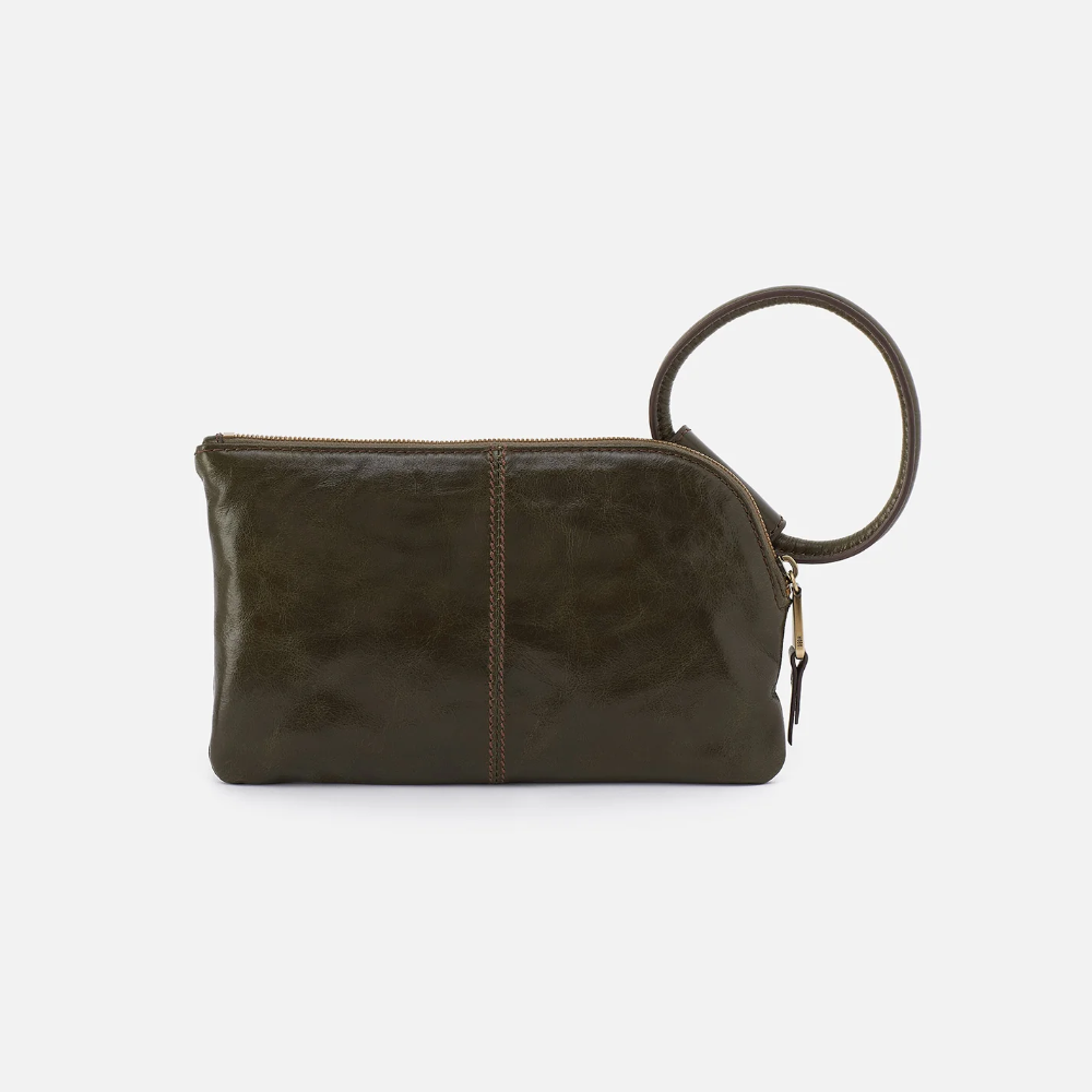 HOBO Bags Sable Wristlet In Polished Leather - Deep Moss