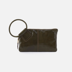 HOBO Bags Sable Wristlet In Polished Leather - Deep Moss