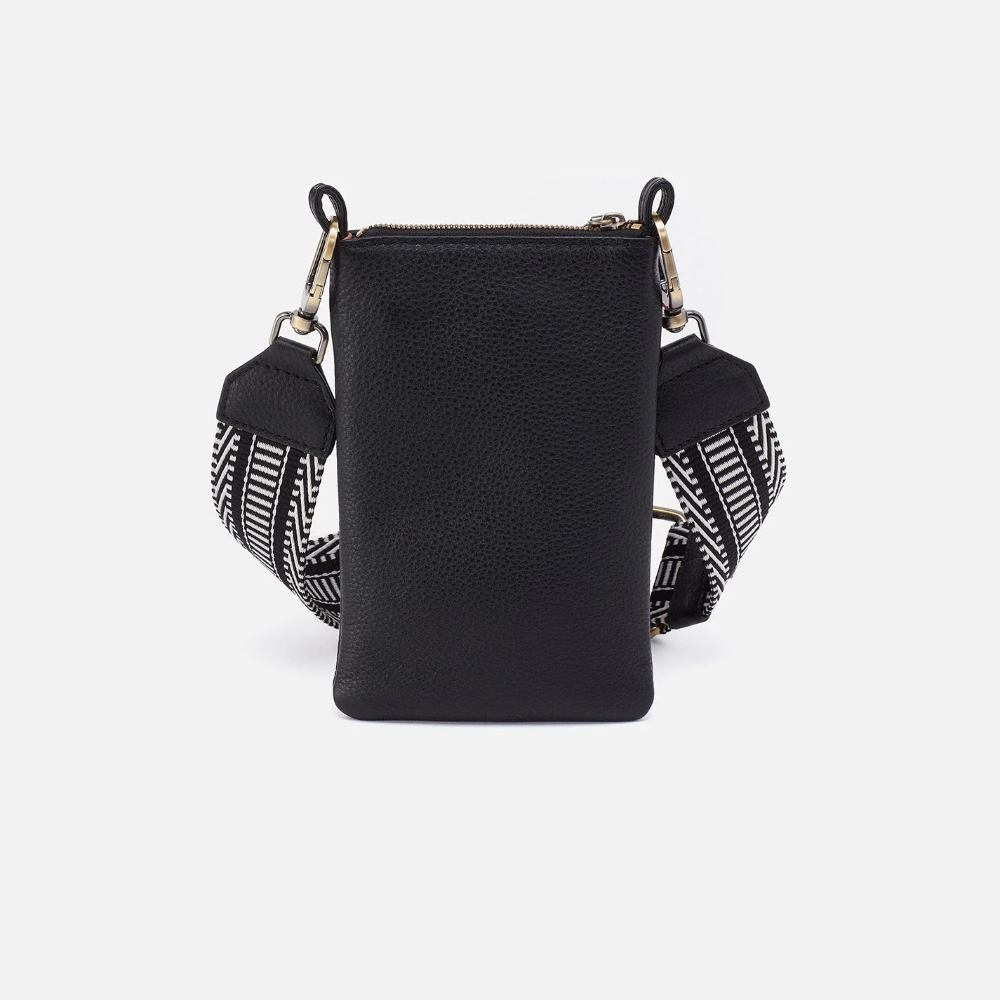 Cass Phone Crossbody in Pebbled Leather - Black - From HOBO brand.