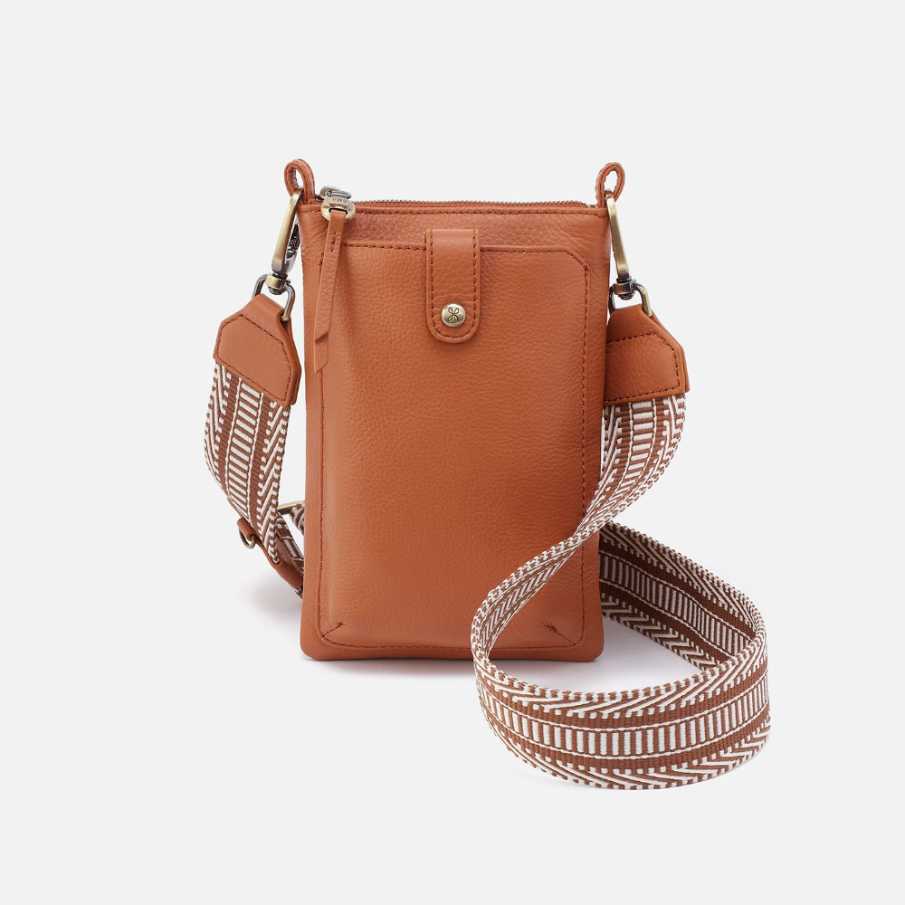 Cass Phone Crossbody in Pebbled Leather - Butterscotch - From HOBO brand.