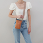 Cass Phone Crossbody in Pebbled Leather - Butterscotch - From HOBO brand.