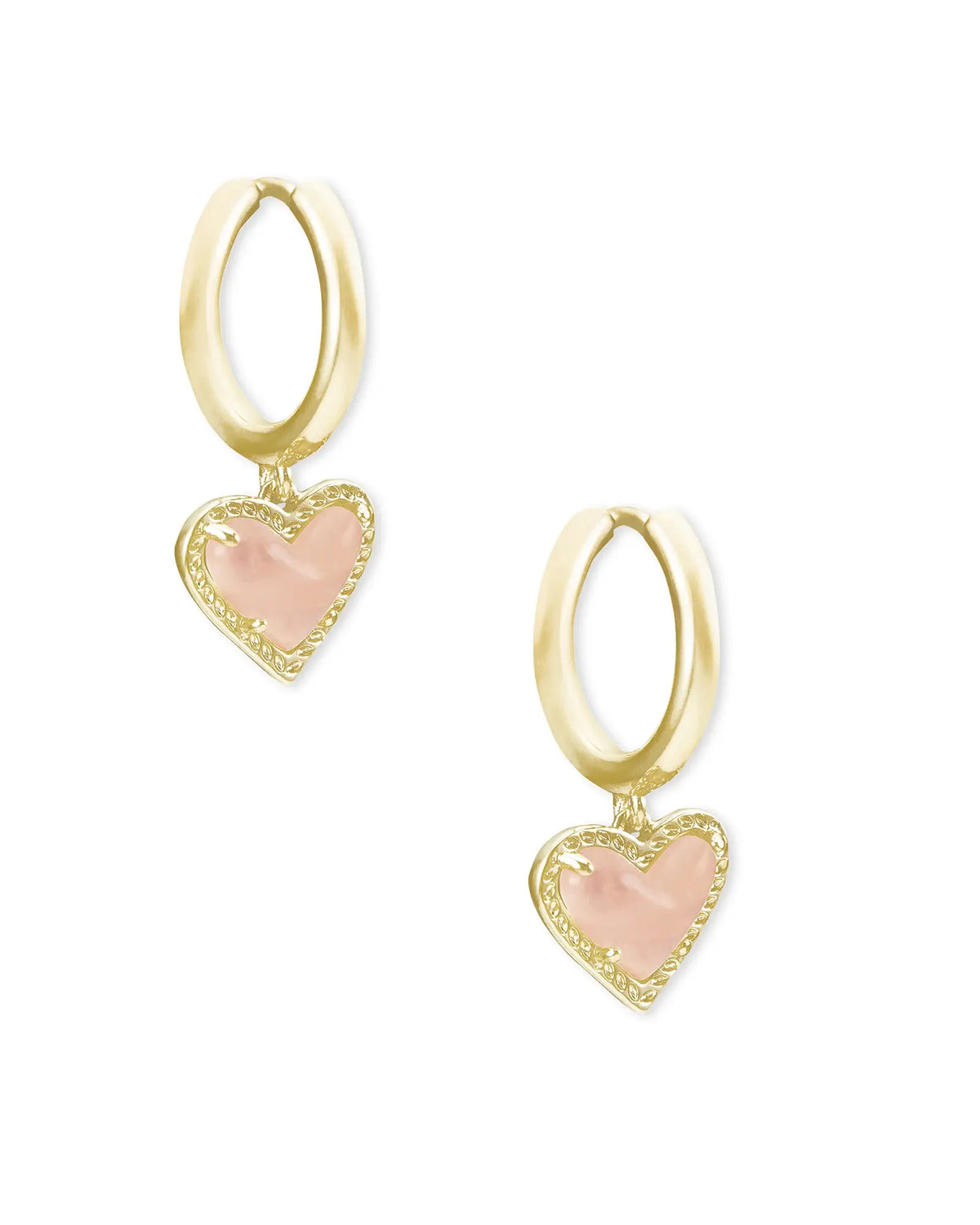 Ari Heart Huggie Earrings - Front View