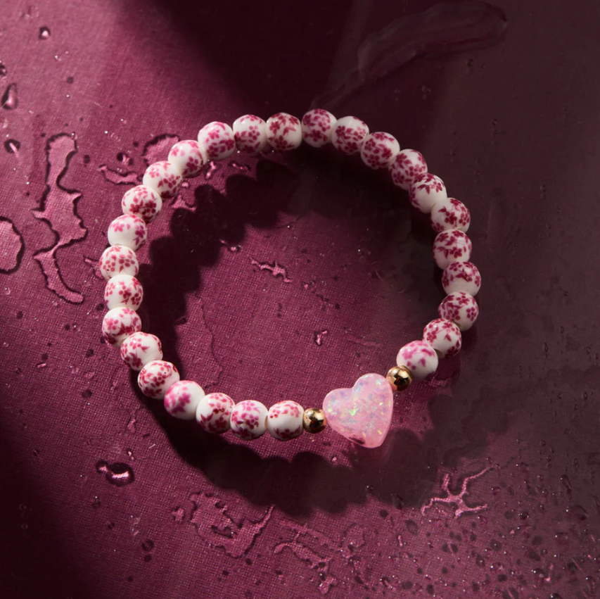 Holy Water Porcelain Heart Bracelet In Gold