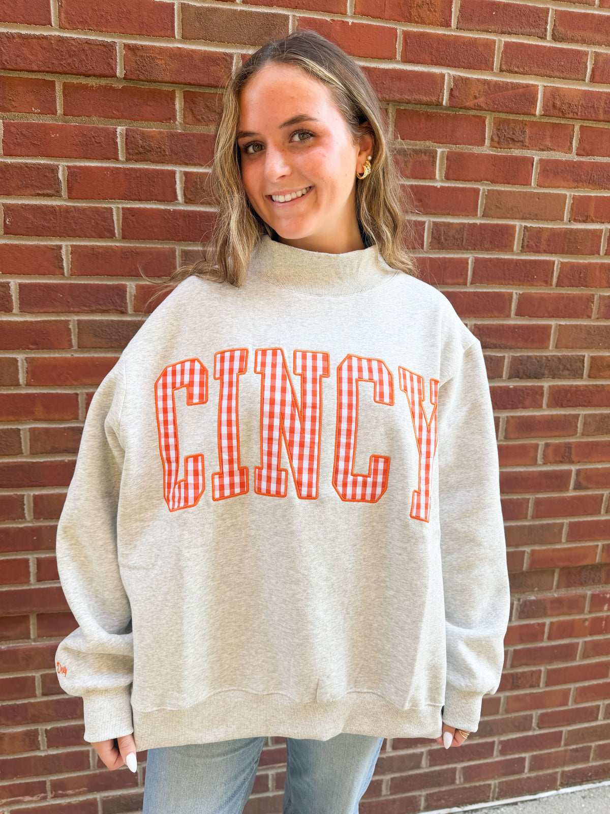 Cincy Embroidered Mockneck Sweatshirt