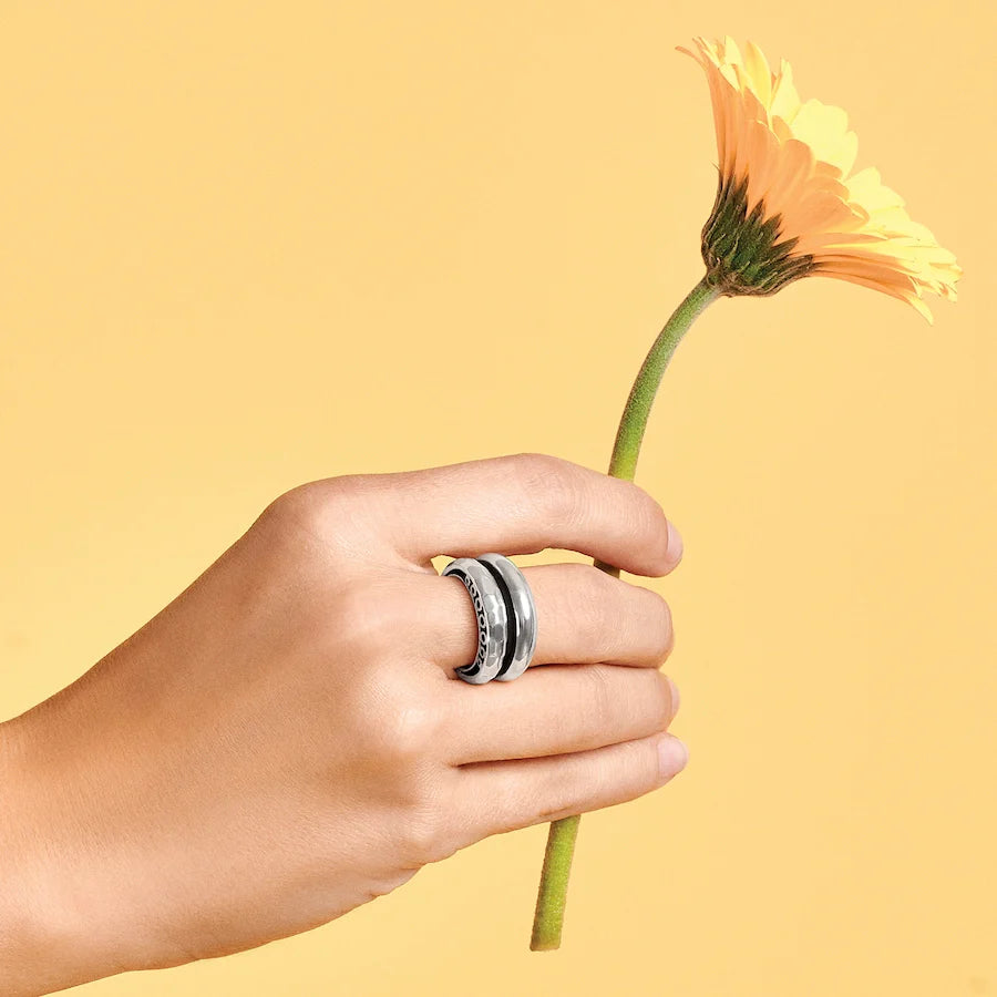 Inner Circle Silver Double Ring