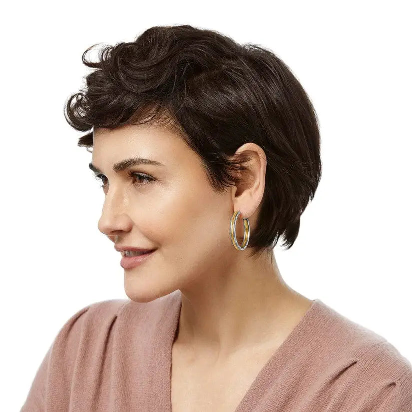 Interlock Noir Heirlm Gold Hoop Earrings Model View