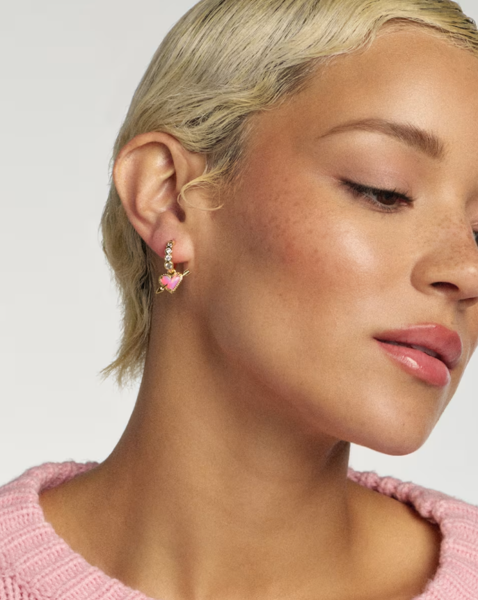 Ari Heart Arrow Huggie Earrings