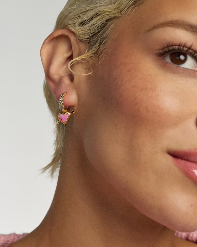 Ari Heart Arrow Huggie Earrings