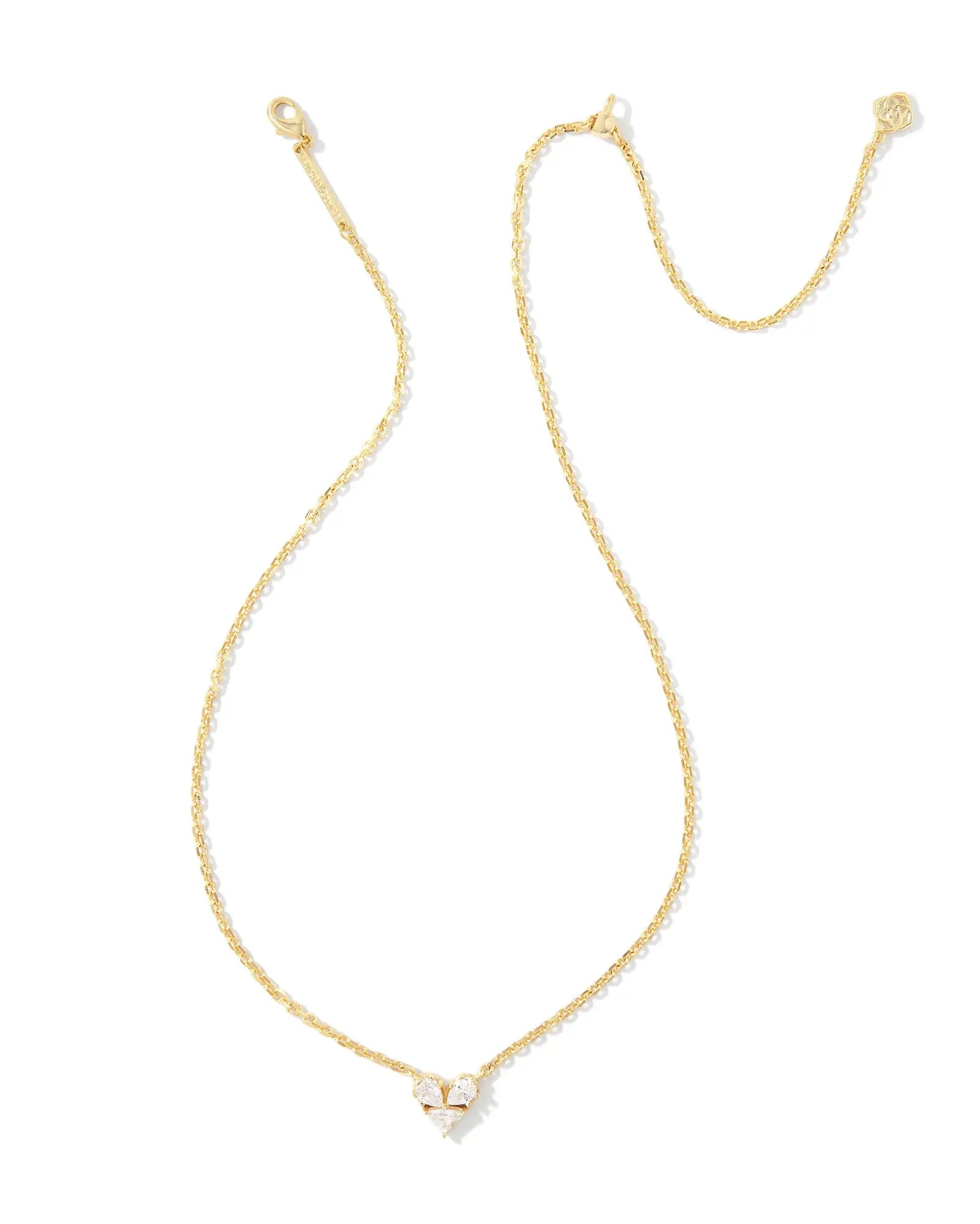 Katy Heart Short Pendant Necklace Gold - White Crystal